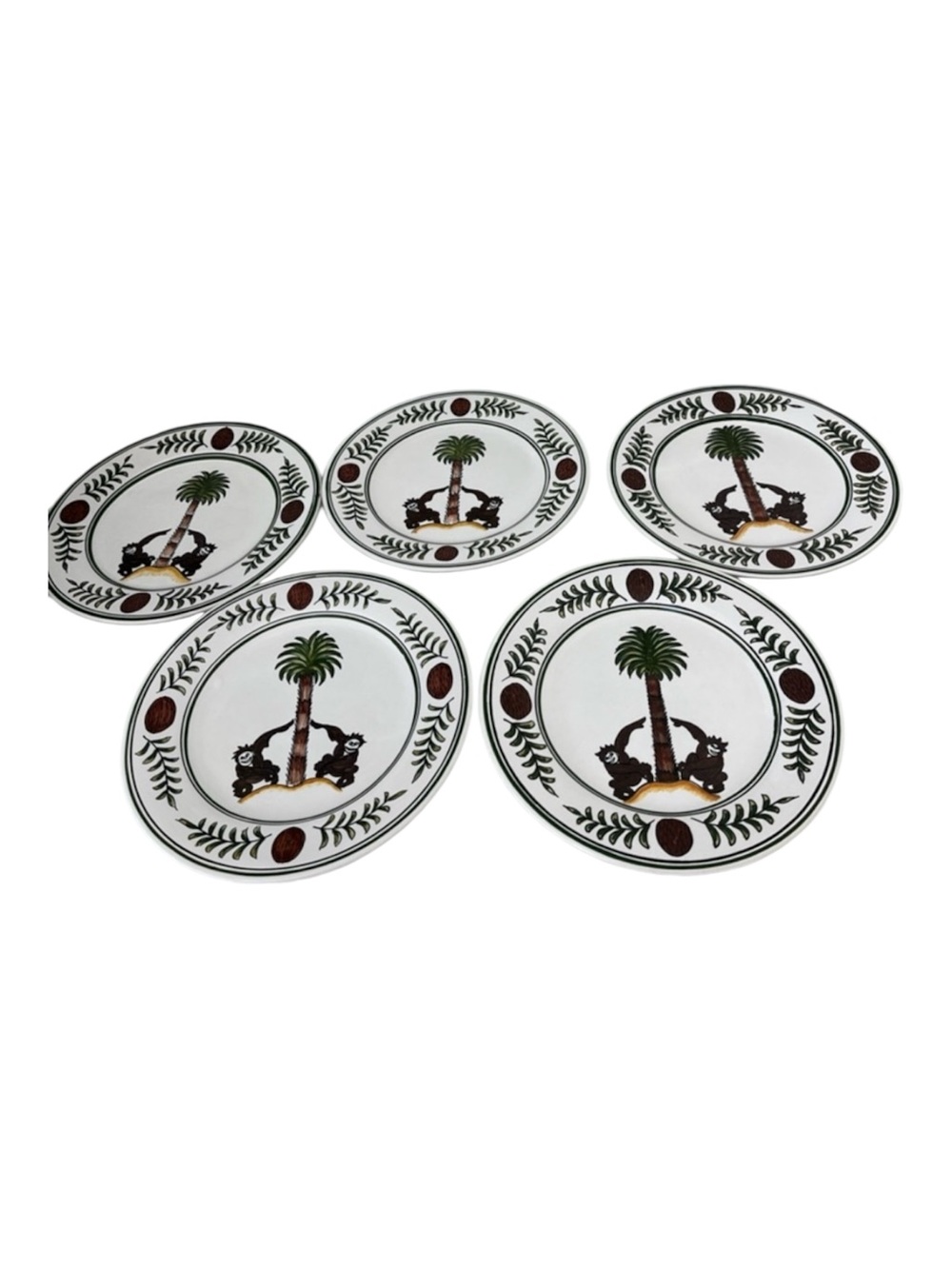 Azulcer Portugal Hand Painted Monkey Coconut Palm Tree Small Decorative Plates 5